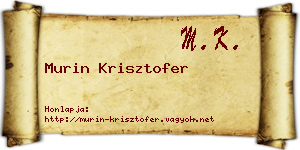 Murin Krisztofer névjegykártya